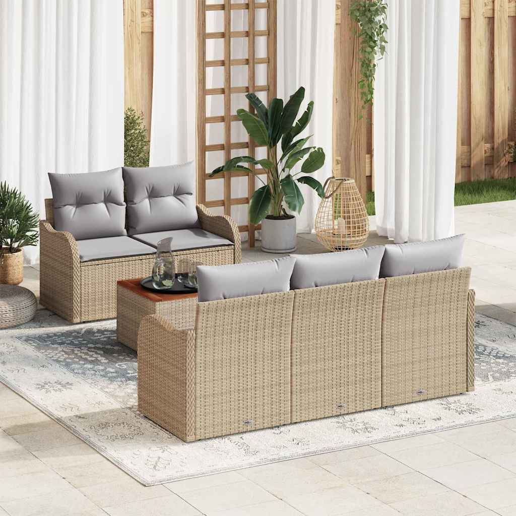 Garten-Sofa-Set 6 pcs Beige und Hellgrau 55 x 55 x 37 cm